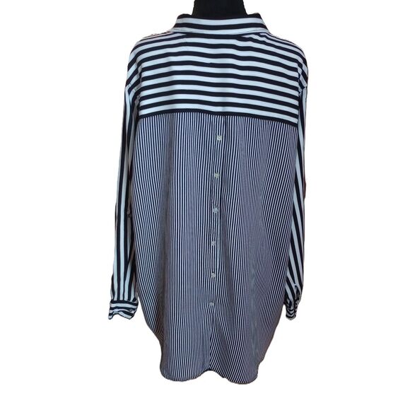 Jane and Delancey Women's Size 2X Valley Girl/80's Style Stripped Blouse - Picture 2 of 8